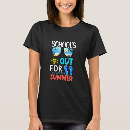 Schools out for summer sunglassses flip flops beac T_Shirt