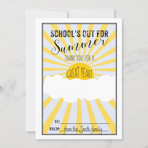 schools out for summer teacher gift CARD HOLDER