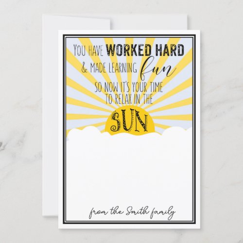 schools out for summer teacher gift CARDHOLDER Invitation