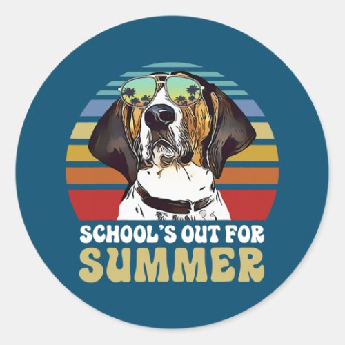 Schools Out for Summer Treeing Walker Coonhound Classic Round Sticker