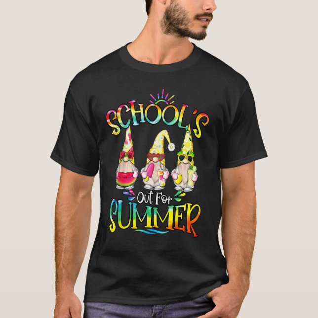 School's Out For Summer With My Gnomies Tie Dye Sc T-Shirt (Front)