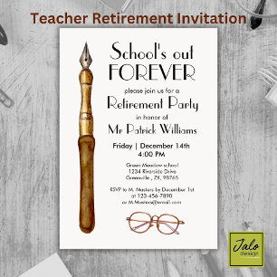 School's Out Forever Vintage Teachers Retirement  Invitation