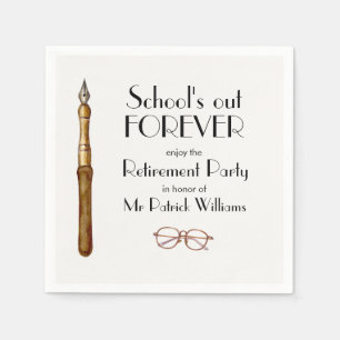 School's Out Forever Vintage Teachers Retirement Napkins