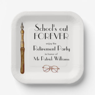 School's Out Forever Vintage Teachers Retirement Paper Plates