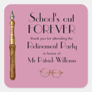 School's Out Forever Vintage Teachers Retirement  Square Sticker