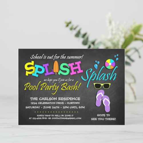 Schools Out Pool Party Invitations