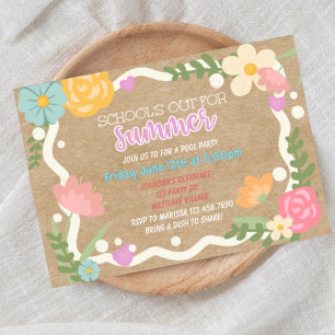 School's out, Summer party, Class party, Invitation