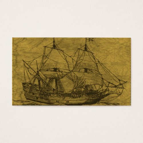 Schooner And Vintage Map Business Cards
