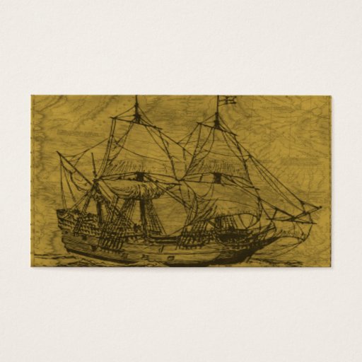 Customizable Schooner And Vintage Map Business Cards