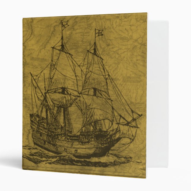 Schooner And Vintage Map Binder (Front/Inside)