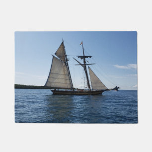 Schooner in Mackinac Island Harbor, Lake Huron, MI Doormat