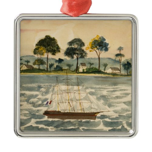 Schooner on the Water Metal Ornament