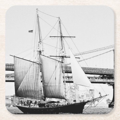 Schooner Pioneer Sailing Manhattan Square Paper Coaster