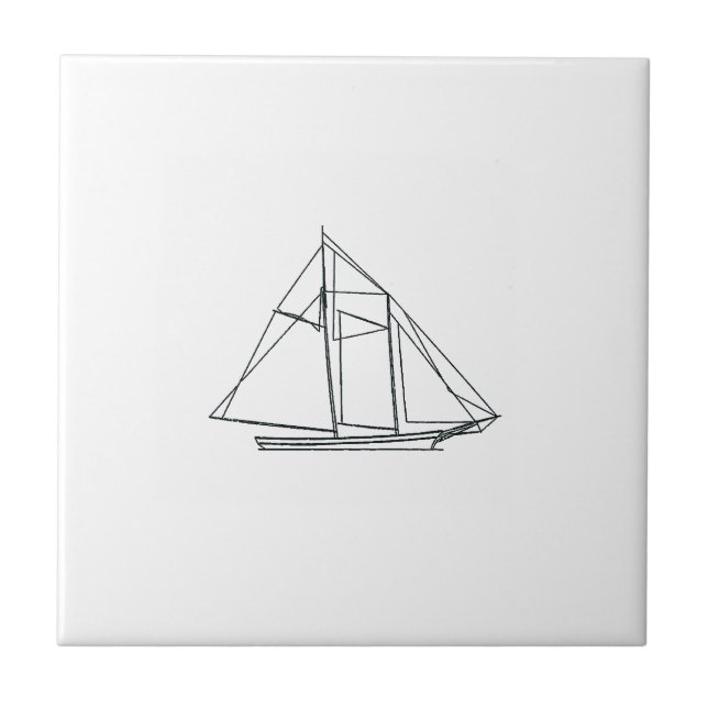 Schooner Sailboat Ceramic Tile (Front)