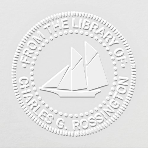 Schooner Sailboat Nautical Library Book Name Embosser