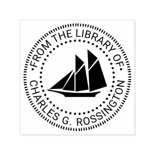 Schooner Sailboat Nautical Library Book Name Self_inking Stamp