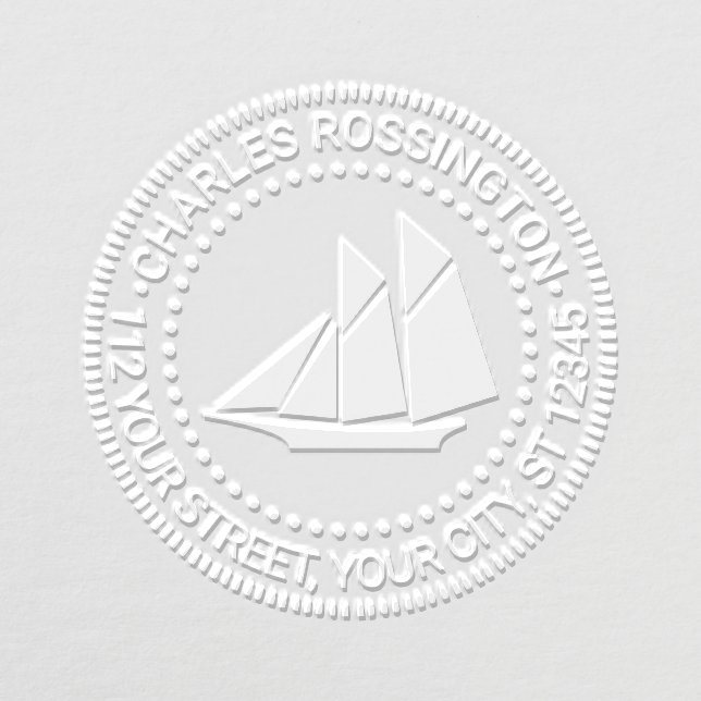 Schooner Sailboat Nautical Name Return Address  Embosser (Design)