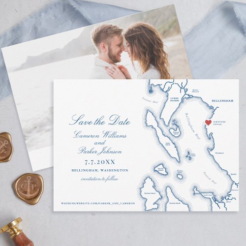 Schooner Zodiac Bellingham Bay WA Map Wedding  Save The Date