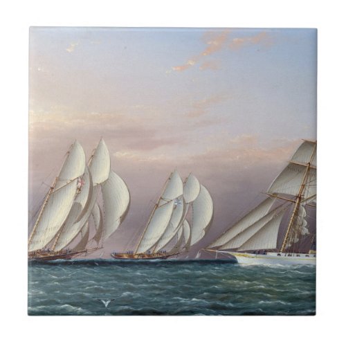 Schooners Dreadnought and Columbia 1870 Ceramic Tile