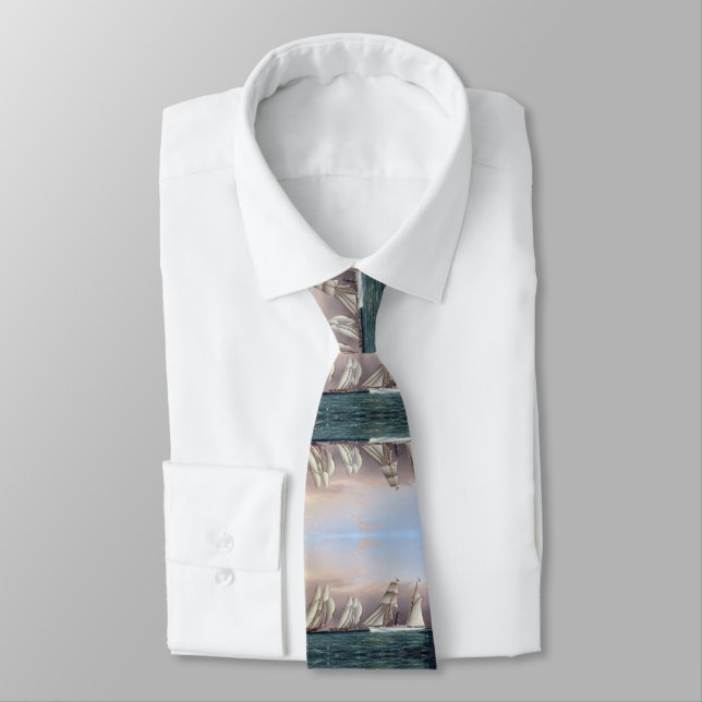 Schooners Dreadnought and Columbia 1870 Neck Tie (Tied)