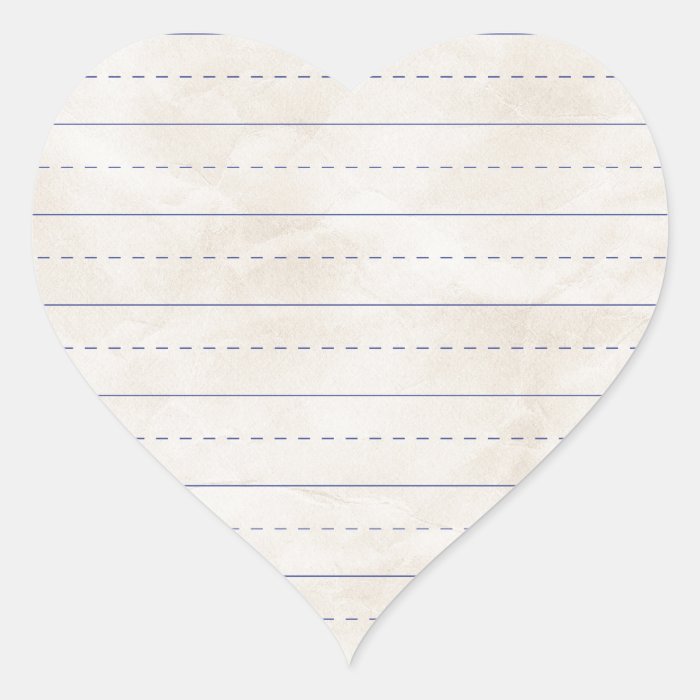 SCHPPR WRINKLED WHITE RULED SCHOOL LINED PAPER EDU HEART STICKER