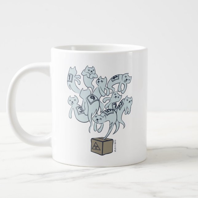 Schrödinger Cat 9 Lives Giant Coffee Mug (Left)