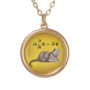 Schrodinger cat gold plated necklace