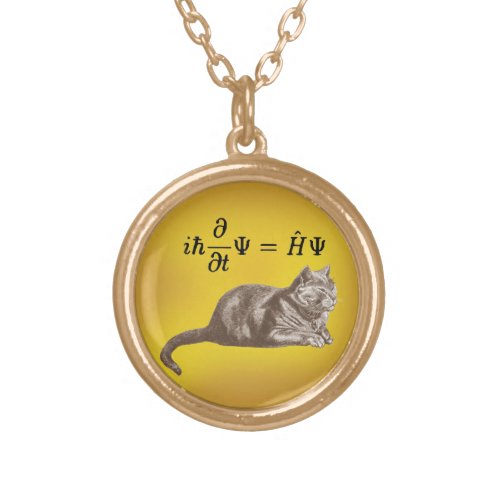 Schrodinger cat gold plated necklace