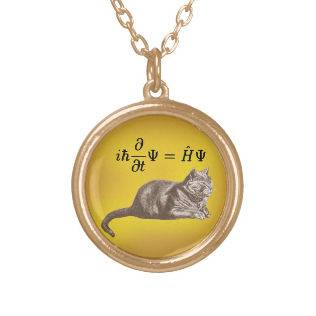 Schrodinger cat gold plated necklace (Front)