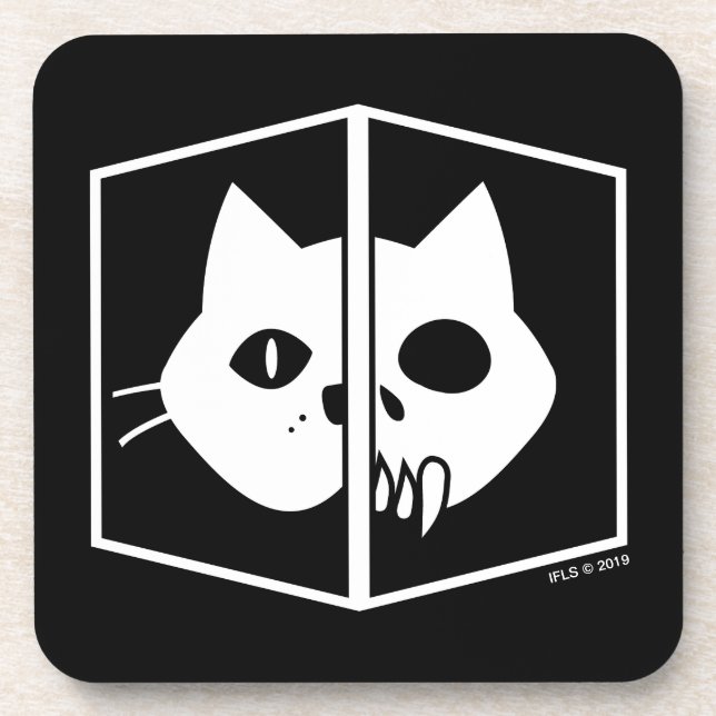 Schrödinger Cat Graphic Beverage Coaster (Front)