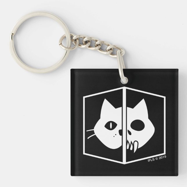 Schrödinger Cat Graphic Keychain (Front)