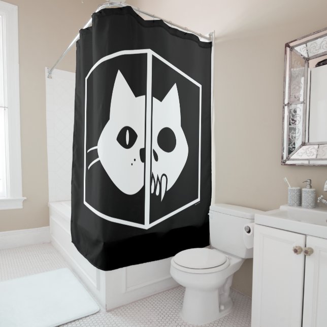 Schrödinger Cat Graphic Shower Curtain (In Situ)