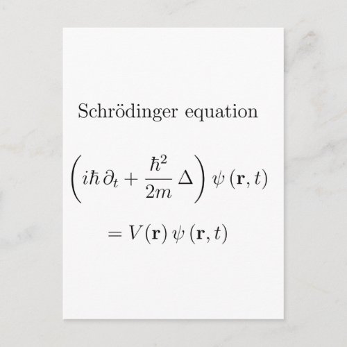 Schrodinger equation with name postcard