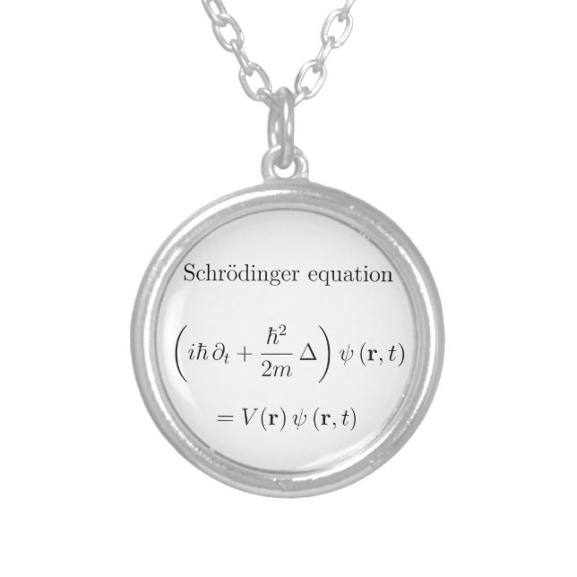 Schrodinger equation with name silver plated necklace (Front)
