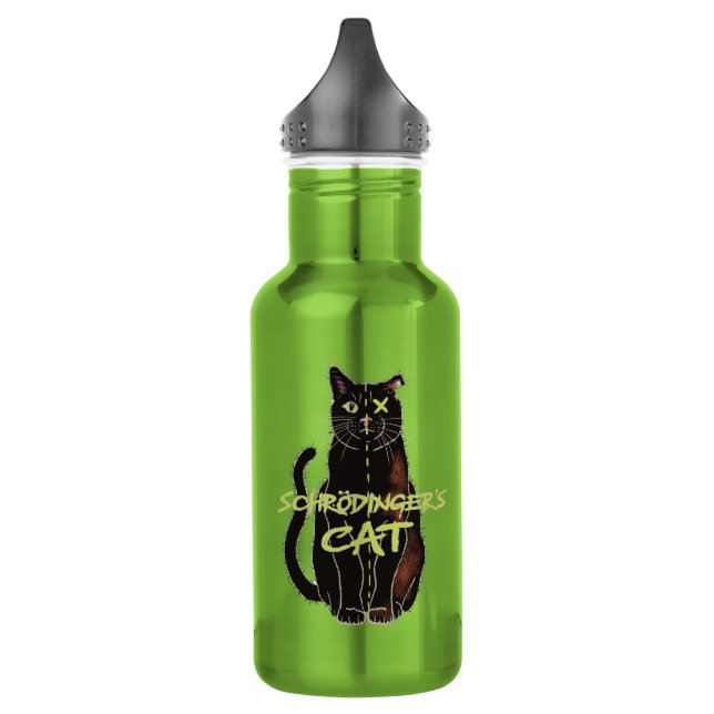 Schrodinger’s Cat Funny Physics Stainless Steel Water Bottle (Left)