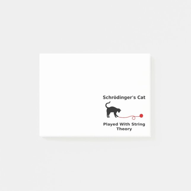 Schrödinger’s Cat Played With String Theory Post-it Notes (Front)