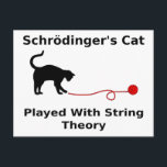 Schrödinger’s Cat Played With String Theory Postcard<br><div class="desc">Whether he was dead or alive,  still in the box or not,  one thing’s for sure - Schrödinger’s cat still played with String Theory! ©2013 Jessica McConnell all rights reserved.</div>