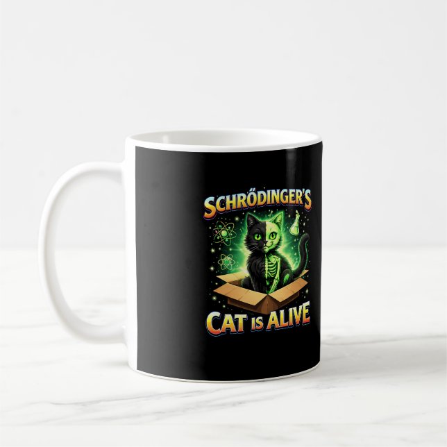 Schrödinger’s Curious Cat Coffee Mug (Left)