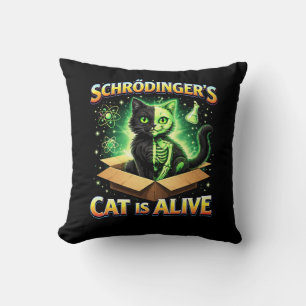Schrödinger’s Curious Cat Throw Pillow