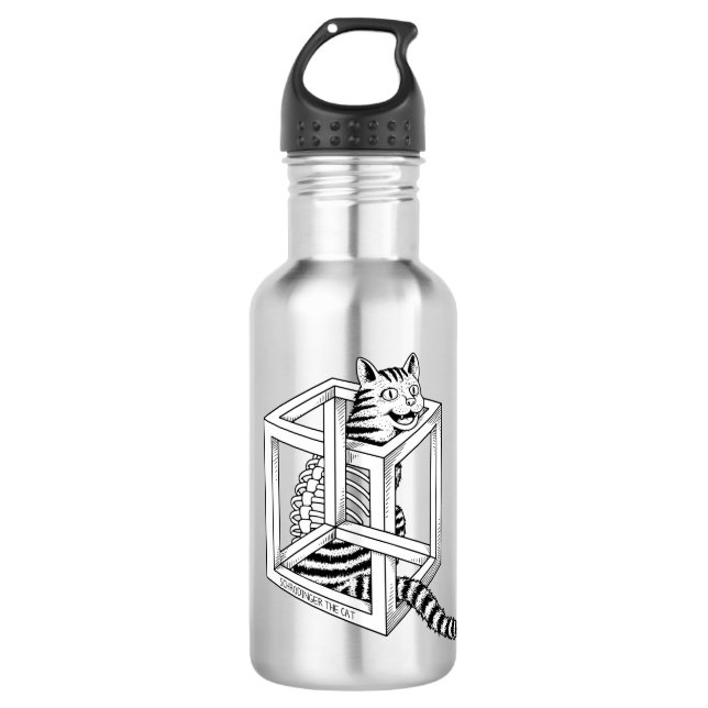 Schrodinger the Cat Stainless Steel Water Bottle (Front)