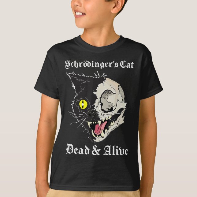Schrodinger's Black Cat Dead & Alive Quantum Parad T-Shirt (Front)