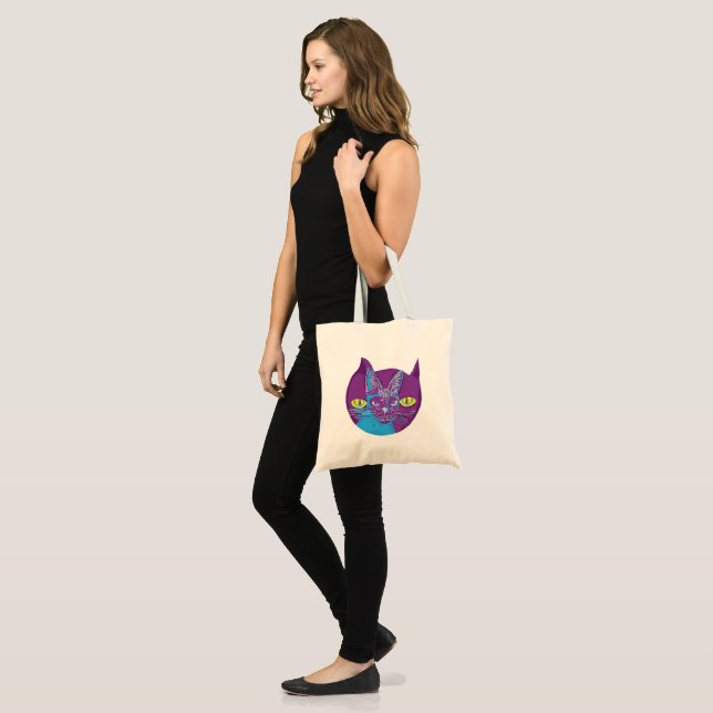 Schrodinger's cat, artistic tote bag (Front (Model))