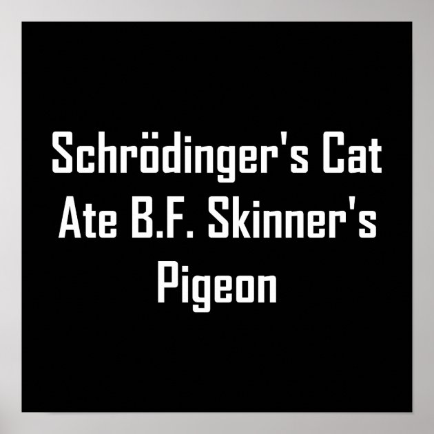 Schrodinger's Cat Ate B.F. Skinner's Pigeon Poster | Zazzle