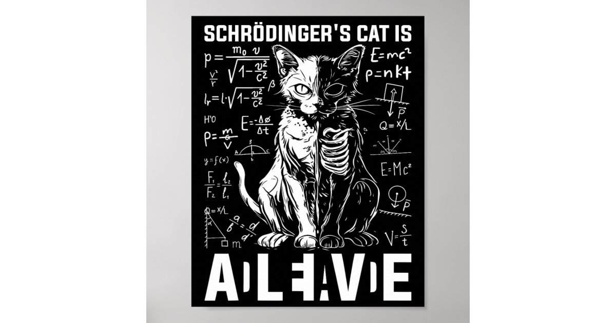 Schrodinger's Cat Dead And Alive Physics Poster | Zazzle