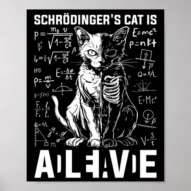 Schrodinger's Cat Dead And Alive Physics Poster | Zazzle