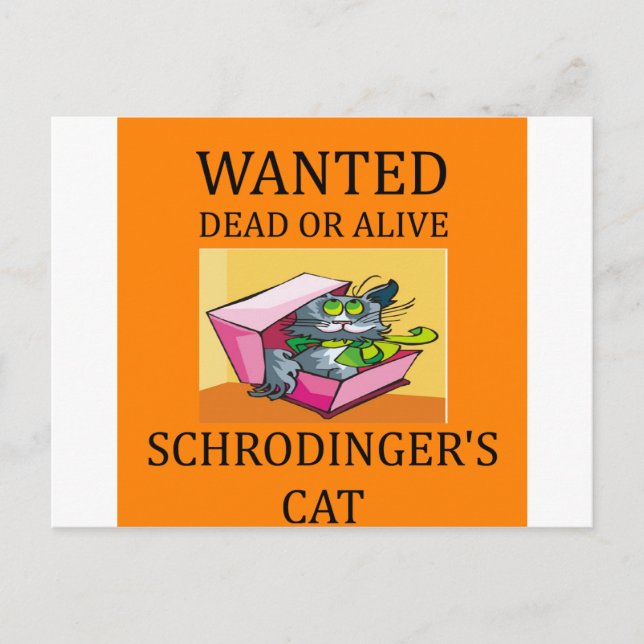 schrodinger's cat joke postcard (Front)