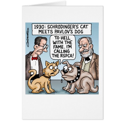 Schrodinger's cat meets Pavlov's dog Cards (Front)