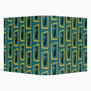 Schrödinger's Cat Mid Century Modern dark blue 3 Ring Binder