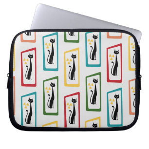 Schrödinger's Cat Mid Century Modern multicolored Laptop Sleeve