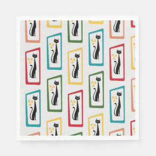 Schrödinger's Cat Mid Century Modern multicolored Napkins